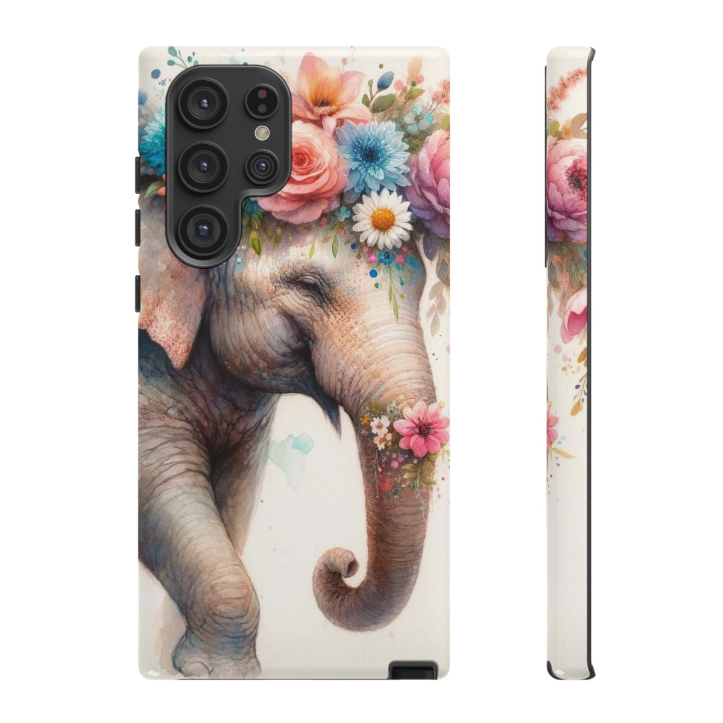 Joyful Floral Elephant Mobile Cover – Whimsical Watercolor Art