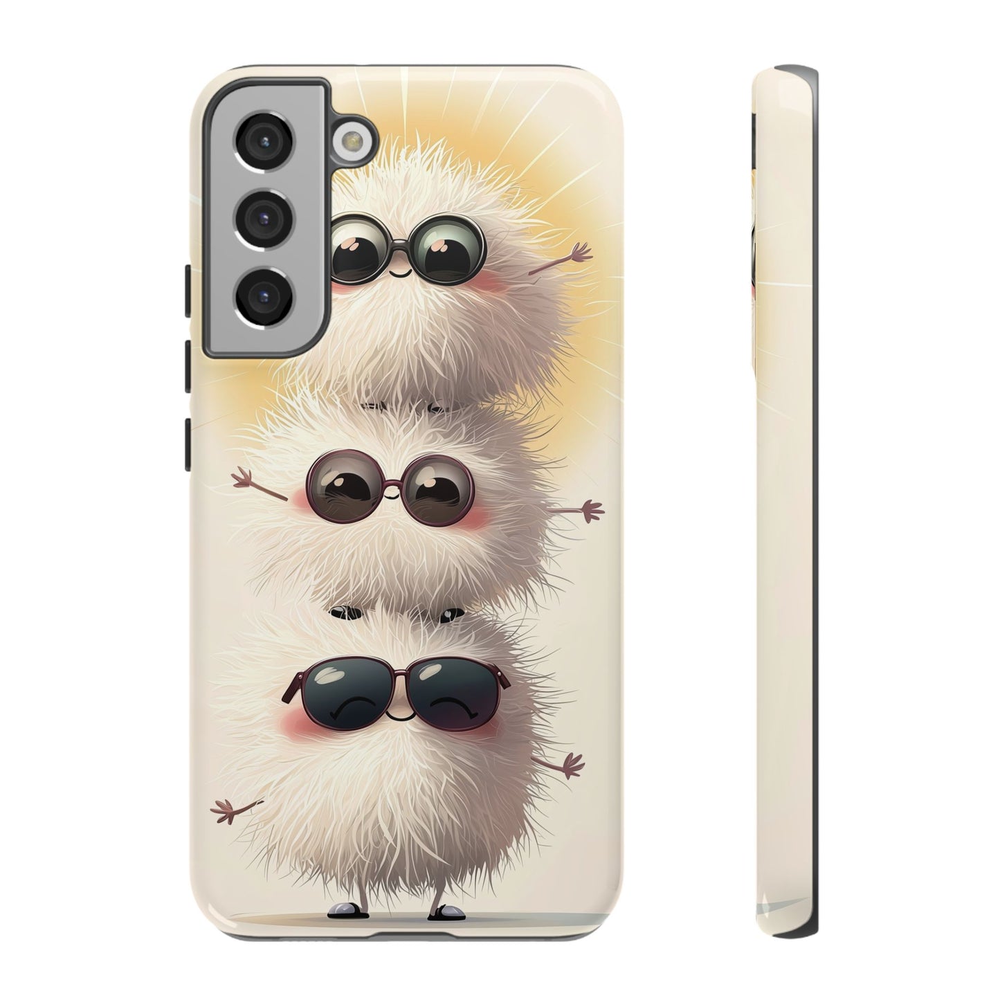 Stacked Fluff Squad Phone Case – Kawaii Anime Creatures with Sunglasses, iPhone, Samsung & Google Pixel Case