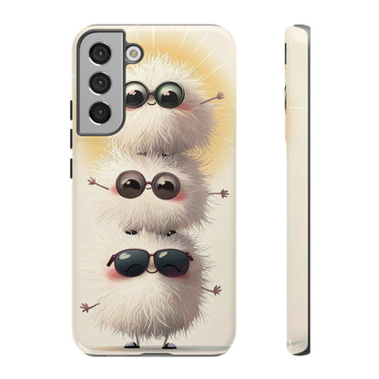 Stacked Fluff Squad Phone Case – Kawaii Anime Creatures with Sunglasses, iPhone, Samsung & Google Pixel Case