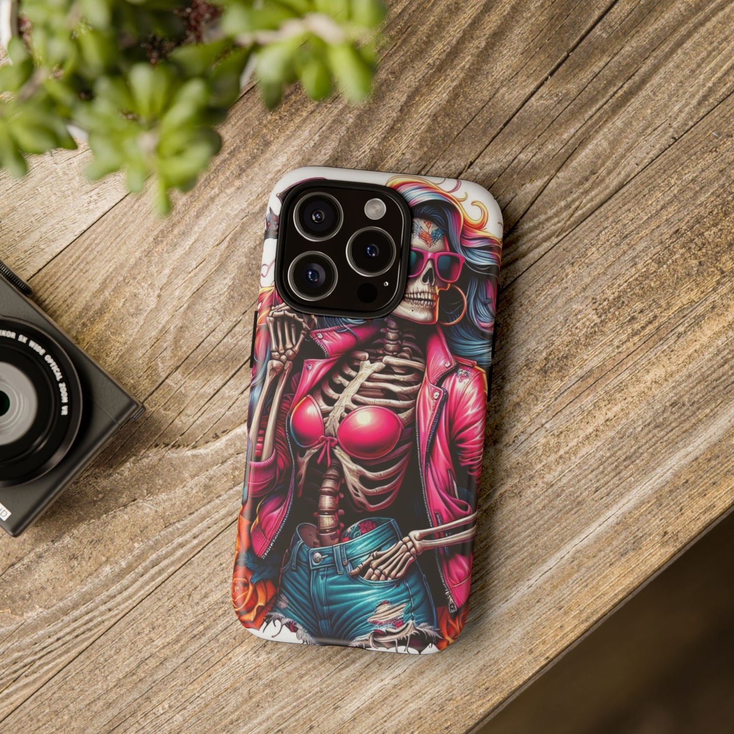 Neon Bones – Retro Skeleton & Vibrant Punk Aesthetic Mobile Cover