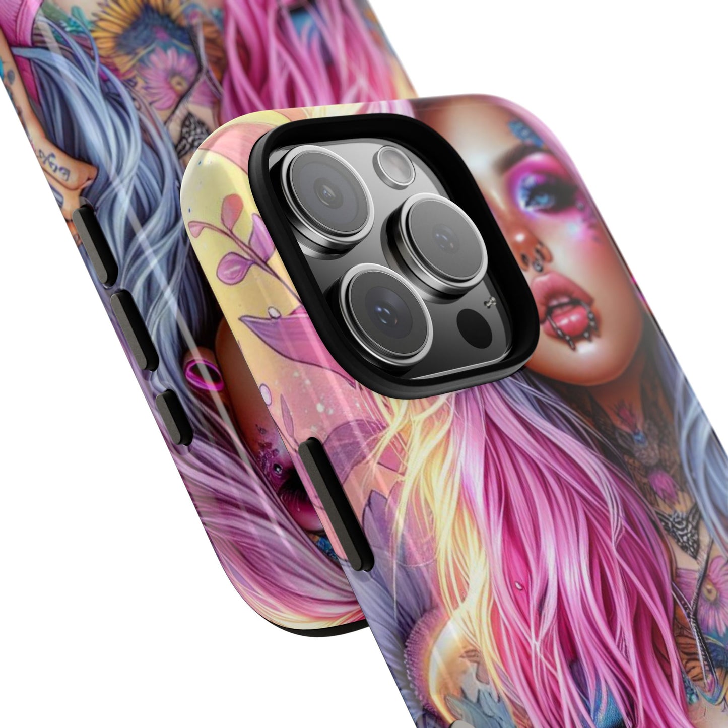Sunset Glow – Pastel Punk & Floral Ink Mobile Cover