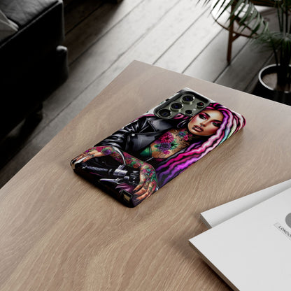 Neon Rebel – Vibrant Biker Queen Mobile Cover