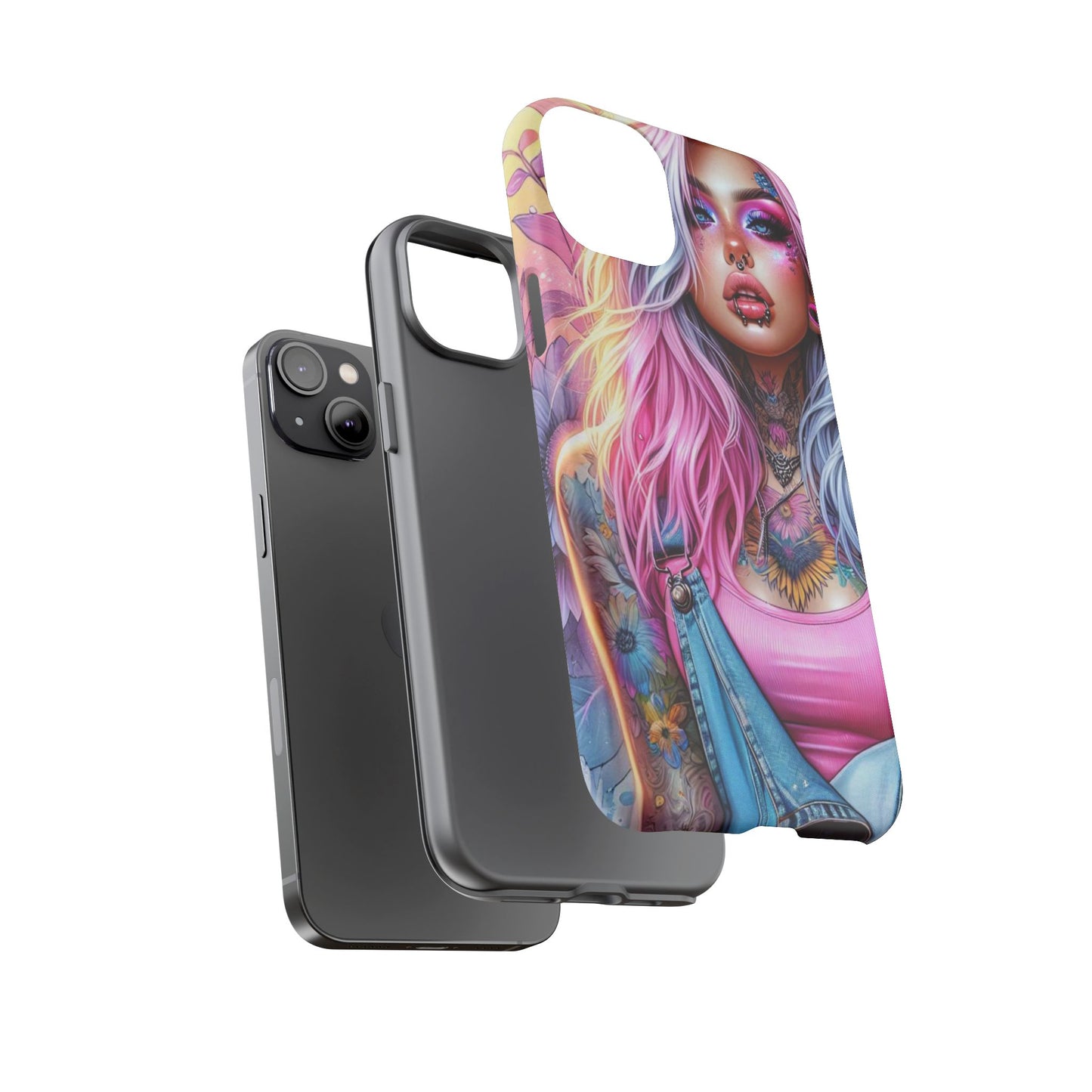 Sunset Glow – Pastel Punk & Floral Ink Mobile Cover
