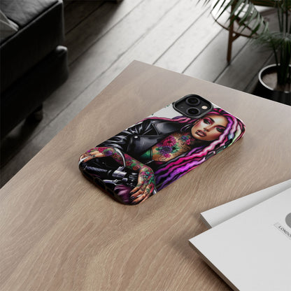 Neon Rebel – Vibrant Biker Queen Mobile Cover