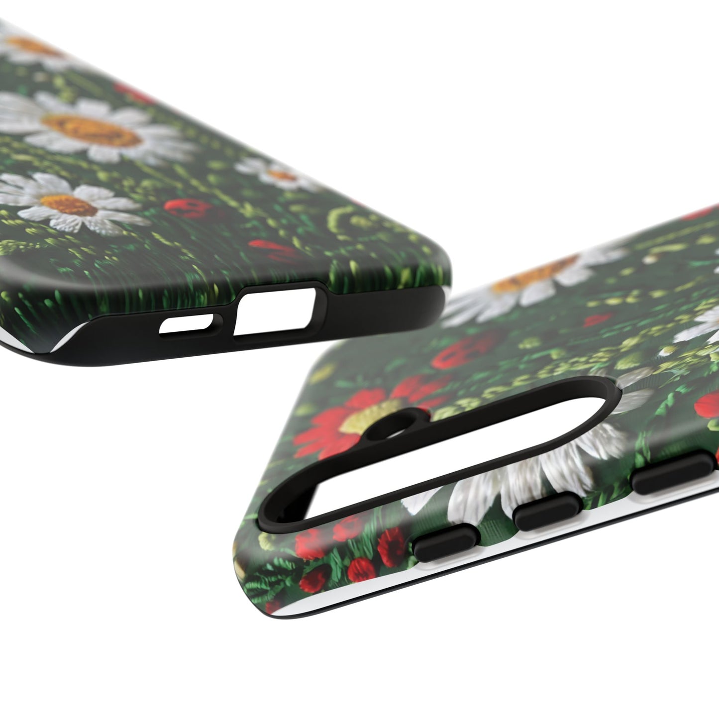 Knitted Pattern With Diamonds And Festive Motifs On Navy phone case design.