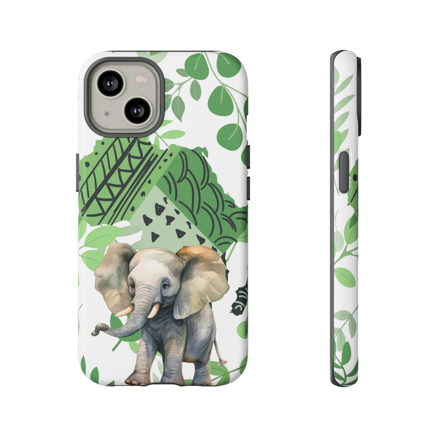 Playful Baby Elephant Mobile Cover – Tropical Boho Art