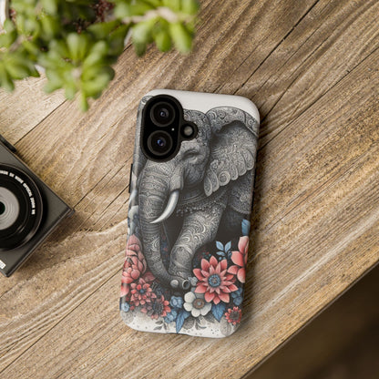 Mandala Elephant Mobile Cover – Elegant Black & White Floral Art