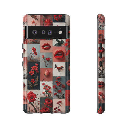 Red Flowers & Lips Collage Phone Case