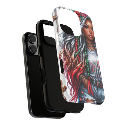 Festive Boho Queen – Holiday Glow & Candy Cane Braids Mobile Cover