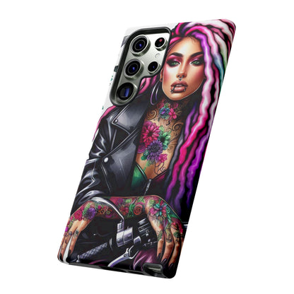 Neon Rebel – Vibrant Biker Queen Mobile Cover