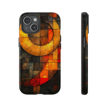 Inferno Spiral – Geometric Stained Glass Art Phone Case for iPhone, Samsung & Pixel
