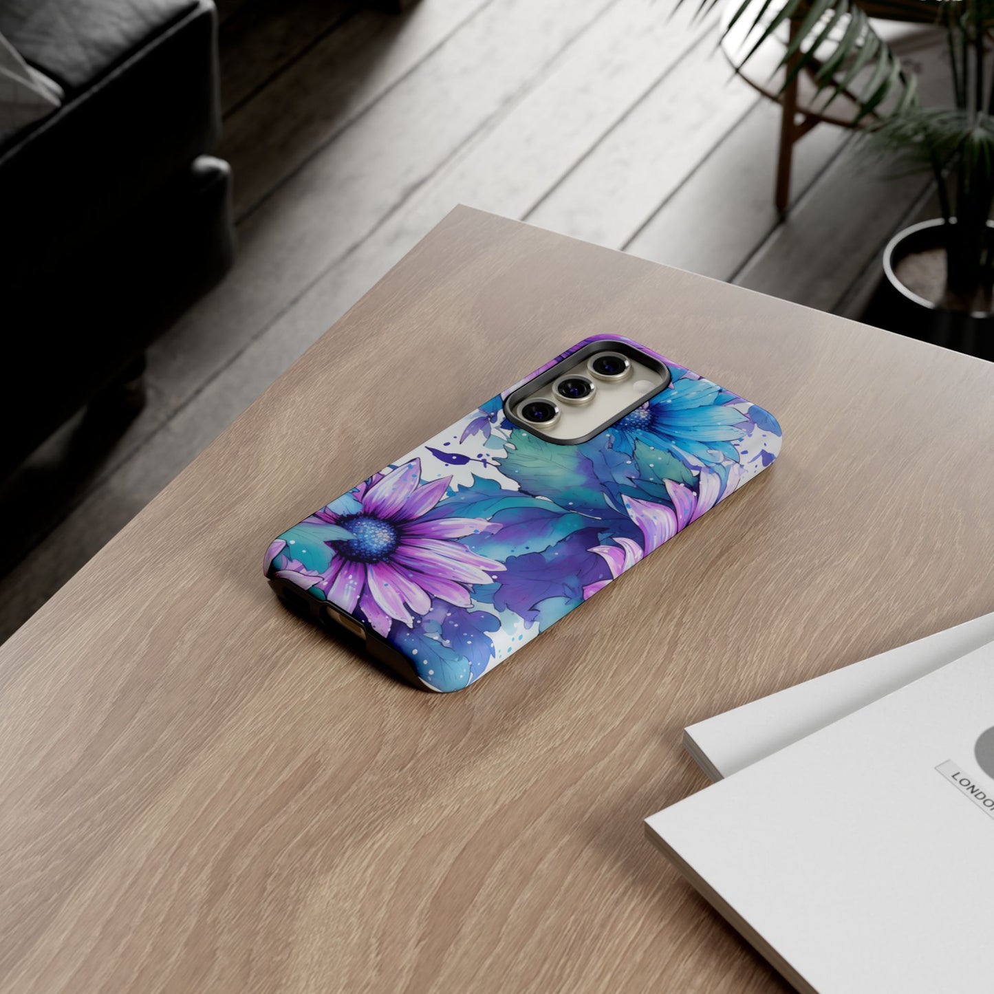 Dreamy Blue & Purple Floral Watercolor Mobile Case
