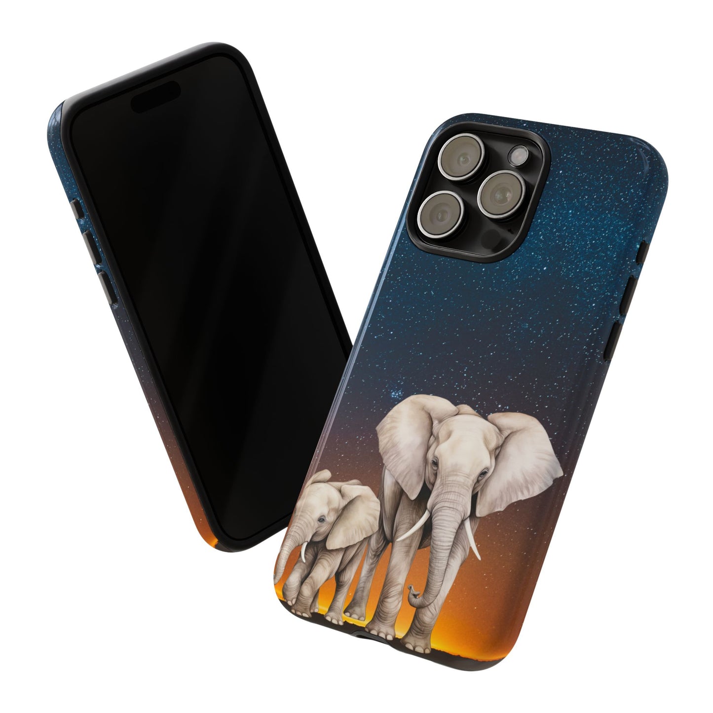 Starry Safari Elephant Family Mobile Cover – Cosmic Wildlife Aesthetic