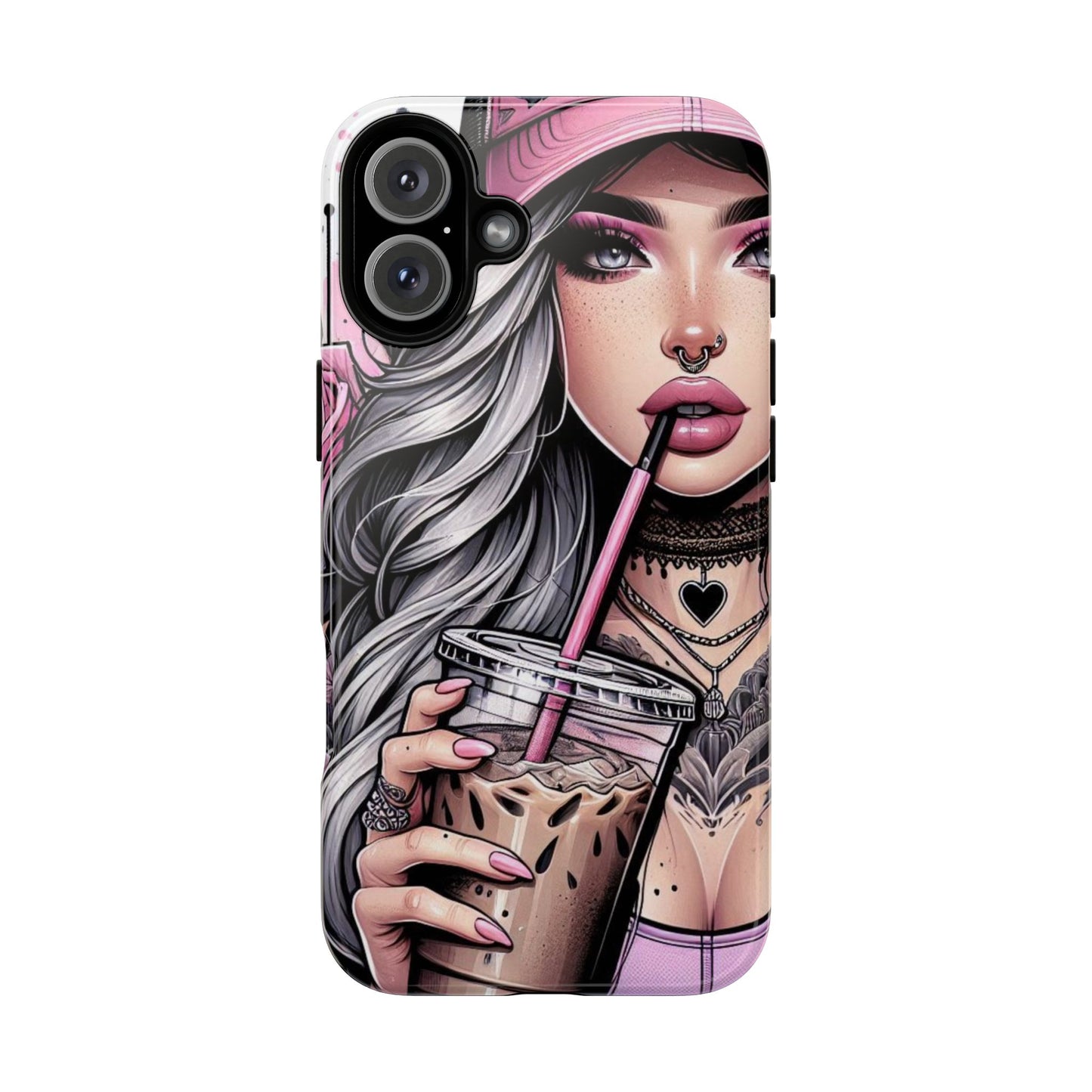 Pink Aesthetic Rebel – Iced Coffee & Inked Beauty Mobile Cover