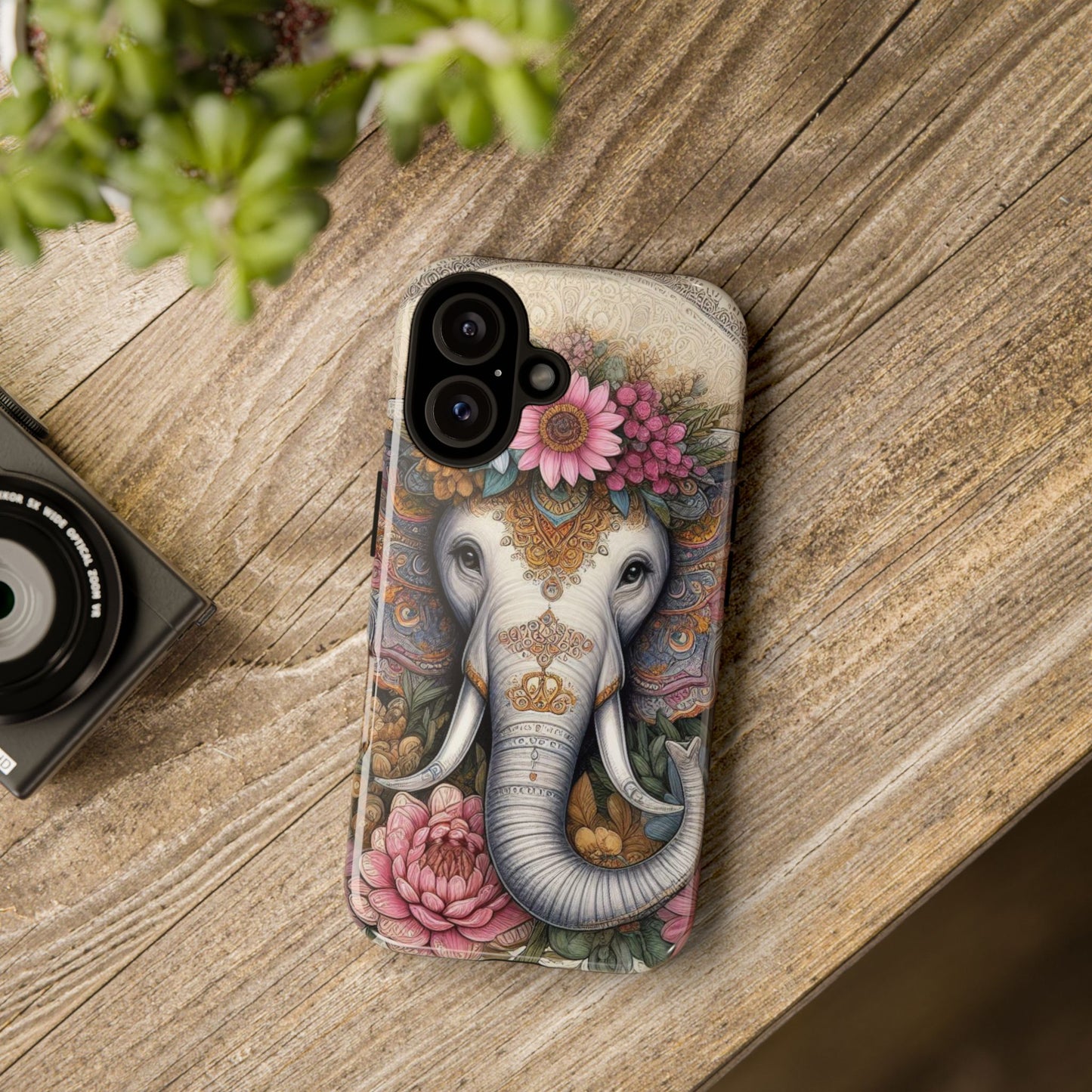 Elegant Floral Elephant Mobile Cover – Royal Mandala Art