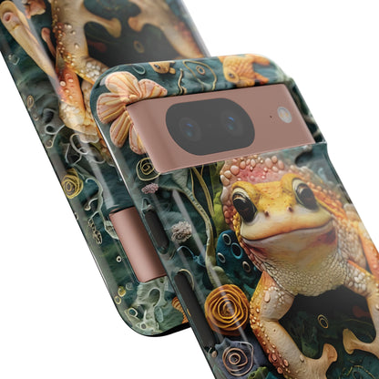 Intricate 3D Felt Artwork of Underwater Ecosystem with Frog phone case design.