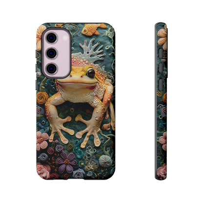 Intricate 3D Felt Artwork of Underwater Ecosystem with Frog phone case design.