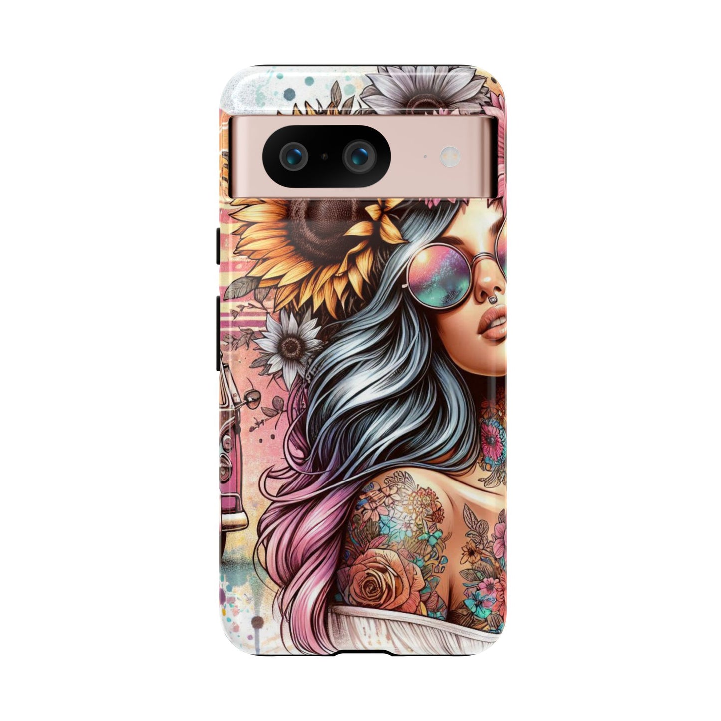 Retro Boho Wanderer – Sunflower Hippie Van Mobile Cover