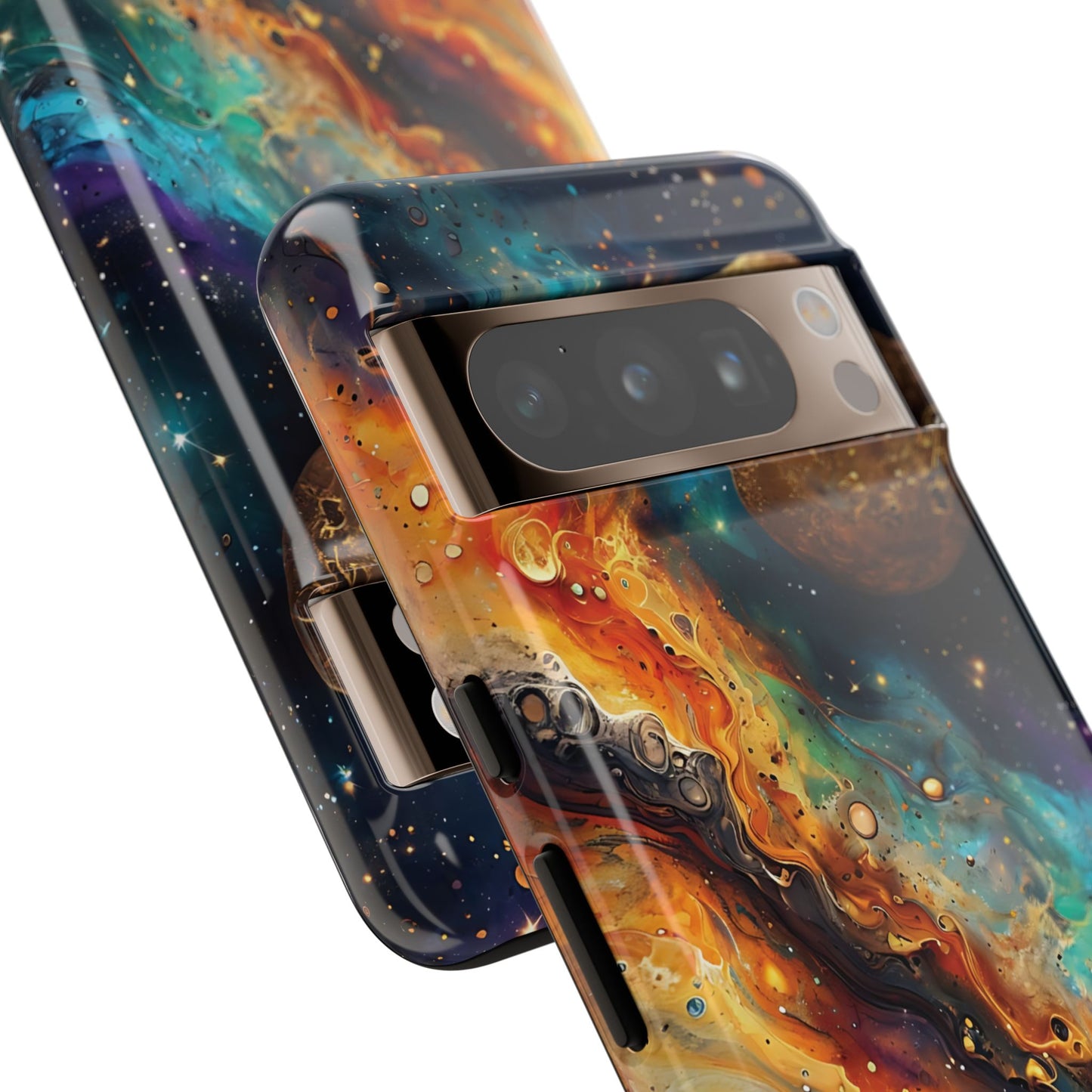 Cosmic Abstract Artwork With Dynamic Swirling Fluid Patterns phone case design.