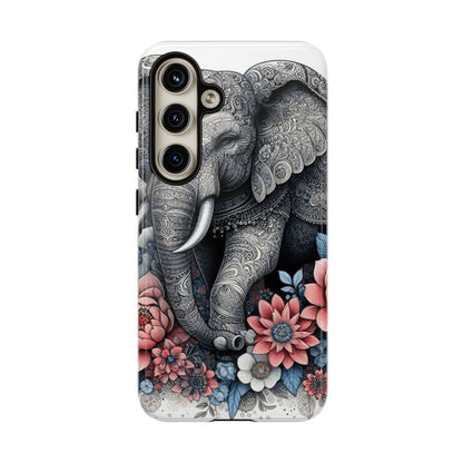 Mandala Elephant Mobile Cover – Elegant Black & White Floral Art
