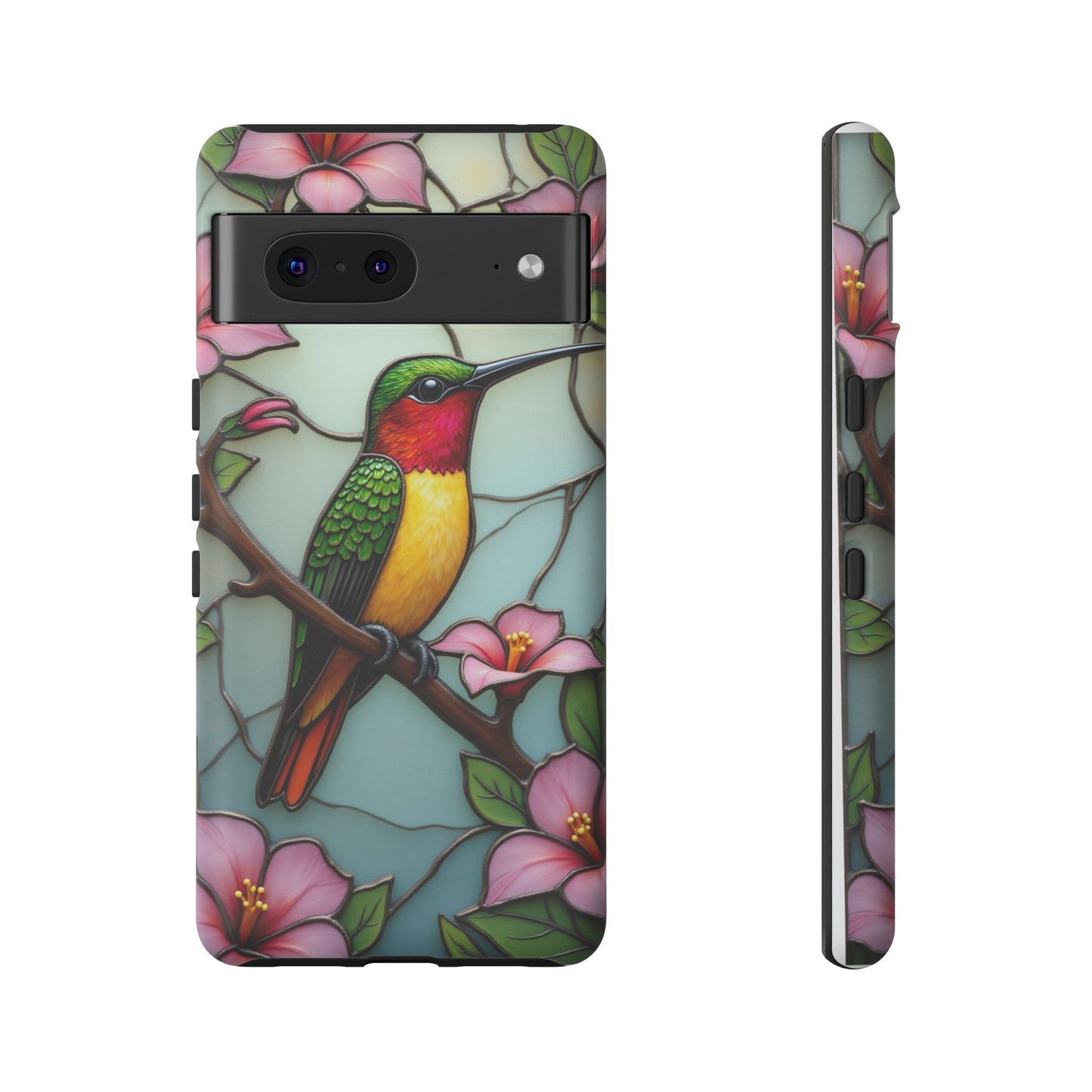 Elegant Hummingbird with Floral Mosaic | Artistic Nature Design