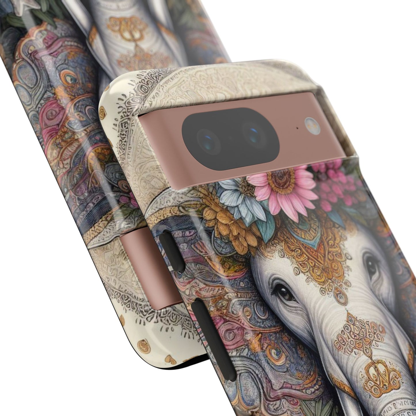 Elegant Floral Elephant Mobile Cover – Royal Mandala Art