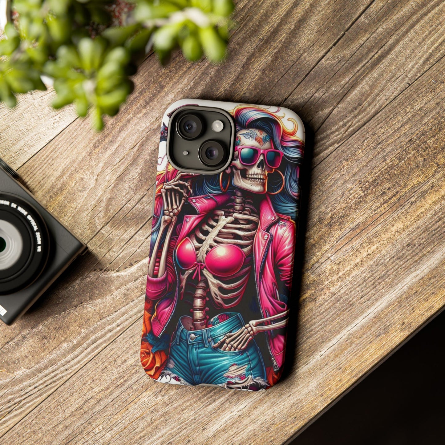 Neon Bones – Retro Skeleton & Vibrant Punk Aesthetic Mobile Cover