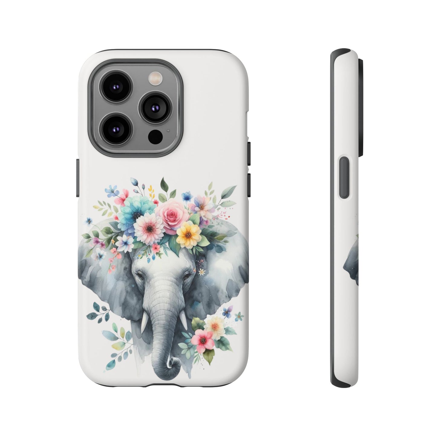 Floral Crown Elephant Mobile Cover – Elegant Watercolor Art