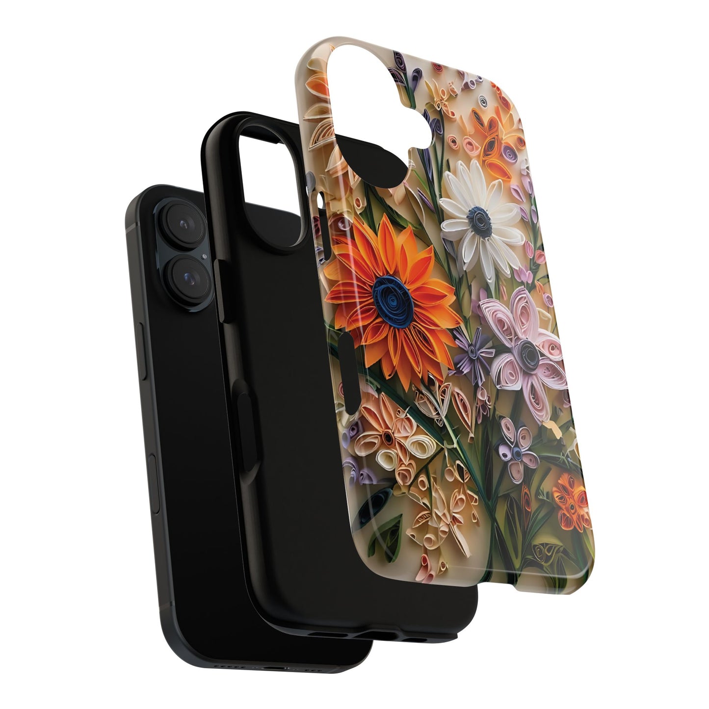 Intricate Quilled Floral Artwork In Vibrant Colors phone case design.
