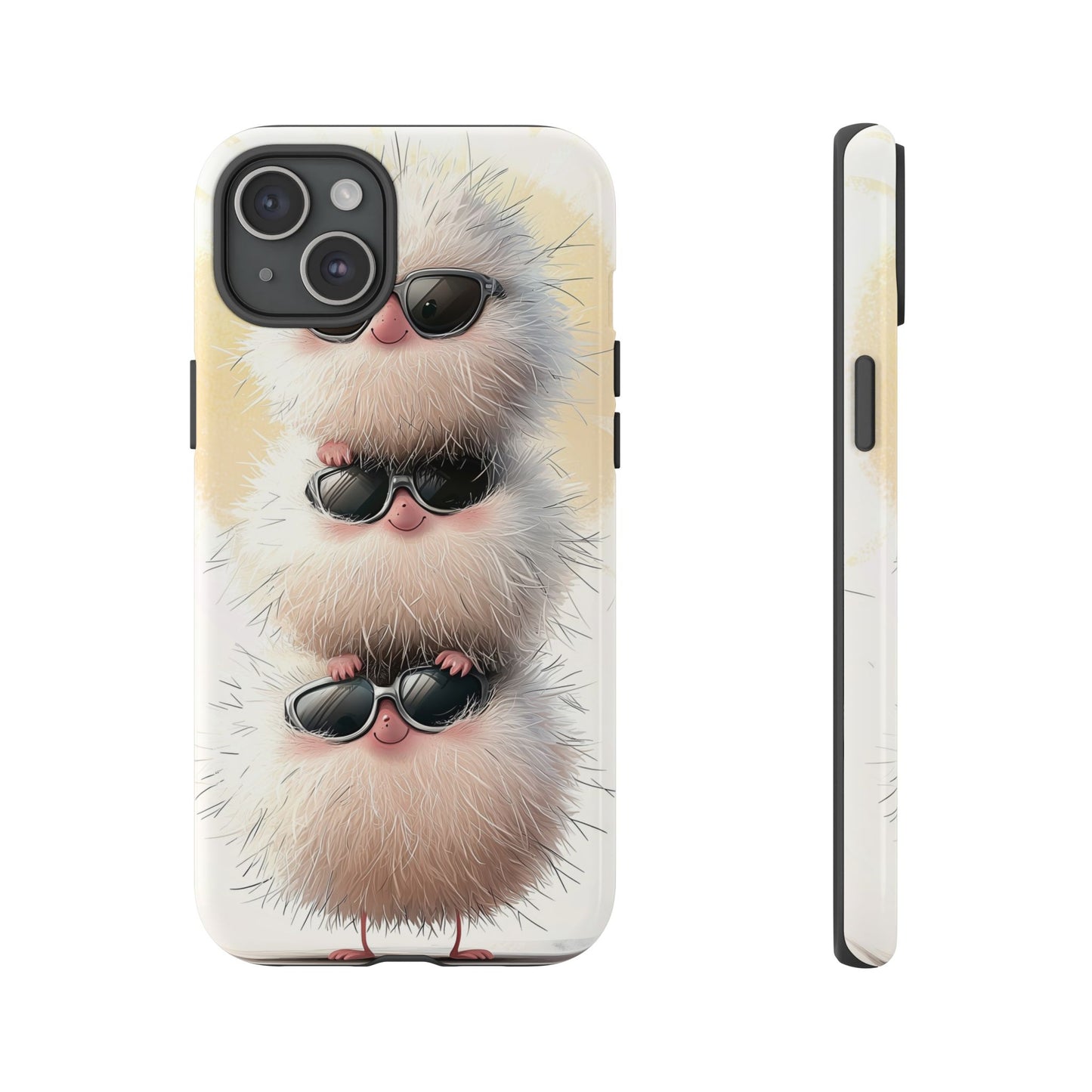 Fluffy Stack Anime Phone Case – Cute Furry Creatures with Sunglasses, Kawaii Aesthetic Design for iPhone, Samsung & Google Pixel