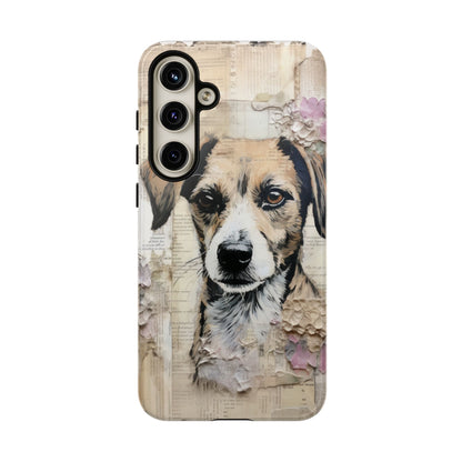 Vintage Collage Dog Portrait Mobile Cover – Artistic Mixed Media Design