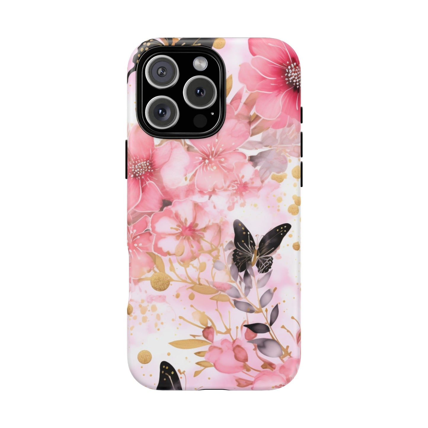 Pink Blossom & Gold Butterfly Mobile Case