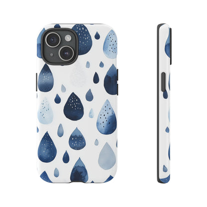 Indigo Rain Drops Watercolor Phone Case for iPhone, google Pixel & Samsung