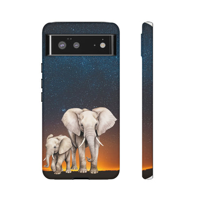 Starry Safari Elephant Family Mobile Cover – Cosmic Wildlife Aesthetic