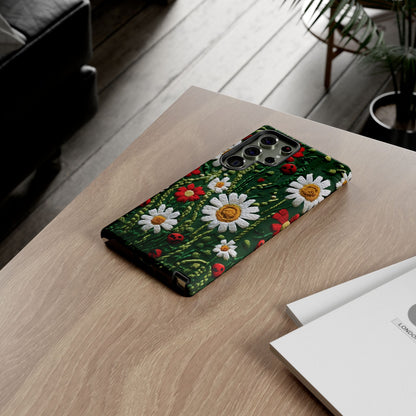 Knitted Pattern With Diamonds And Festive Motifs On Navy phone case design.