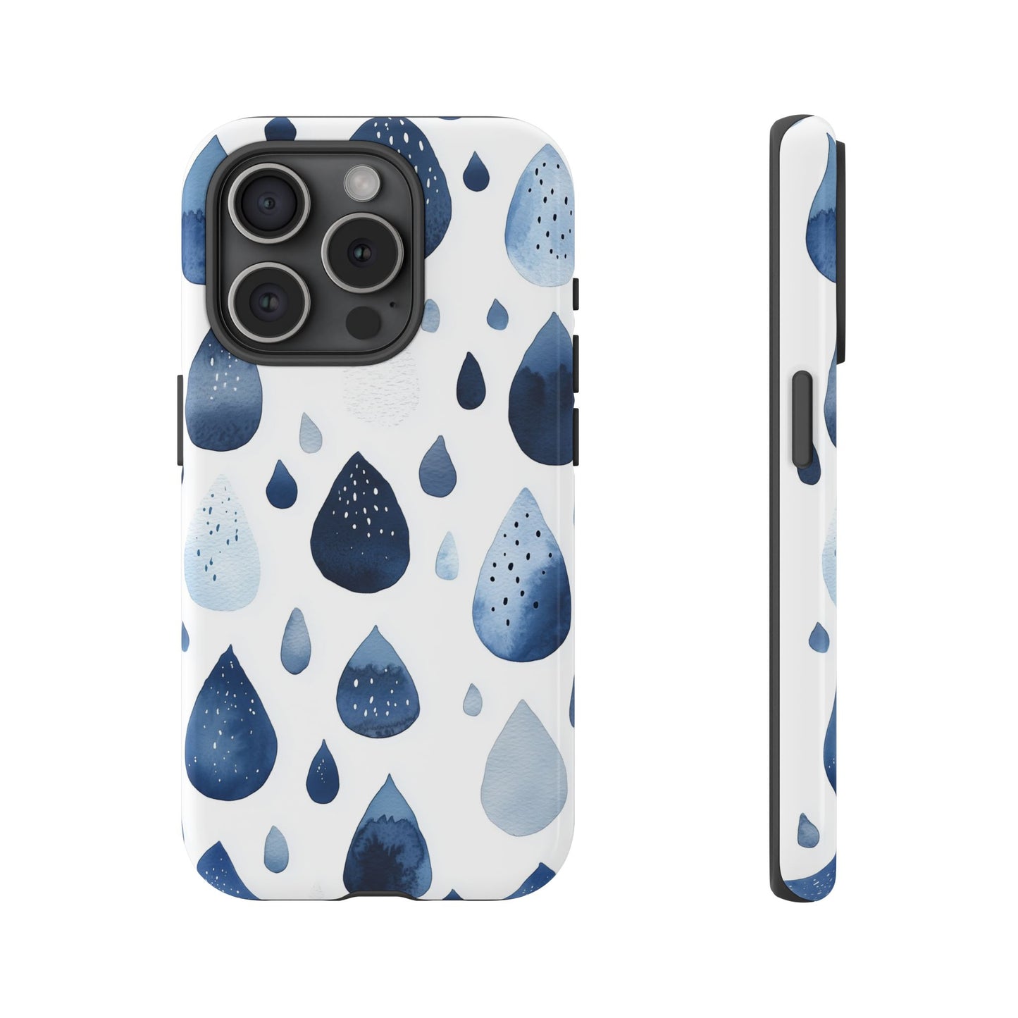 Indigo Rain Drops Watercolor Phone Case for iPhone, google Pixel & Samsung