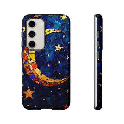 Celestial Crescent: Vibrant Moon and Stars Phone Case