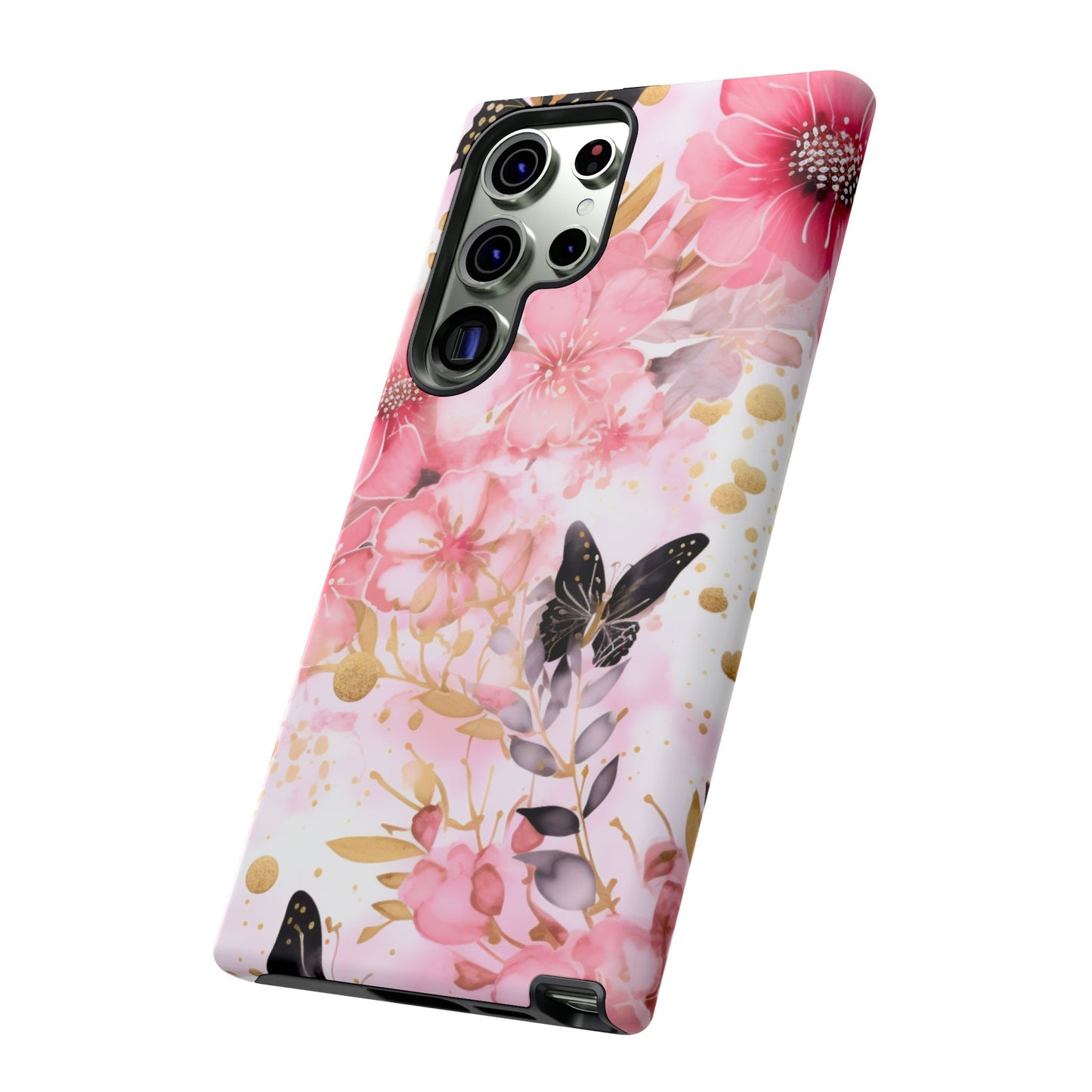 Pink Blossom & Gold Butterfly Mobile Case