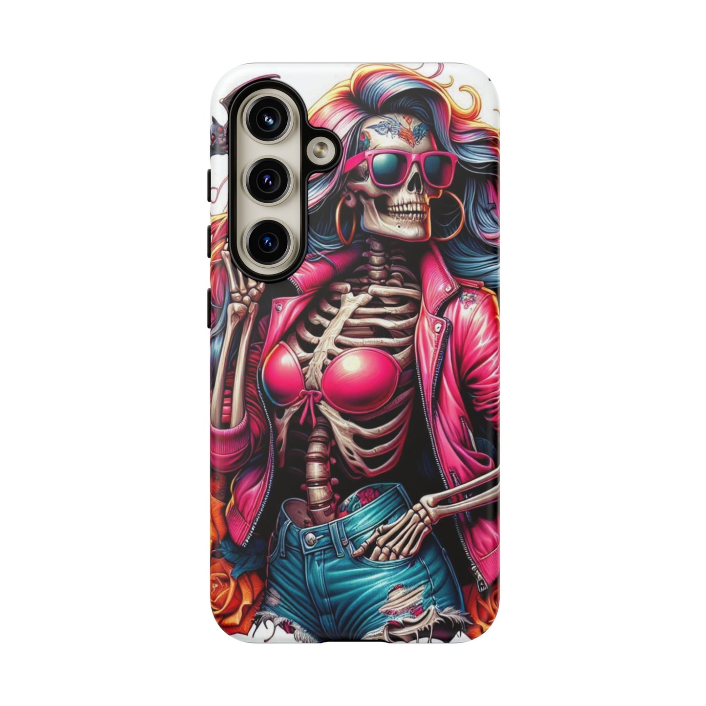 Neon Bones – Retro Skeleton & Vibrant Punk Aesthetic Mobile Cover
