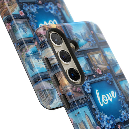 Blue Floral Love Frame Phone Case