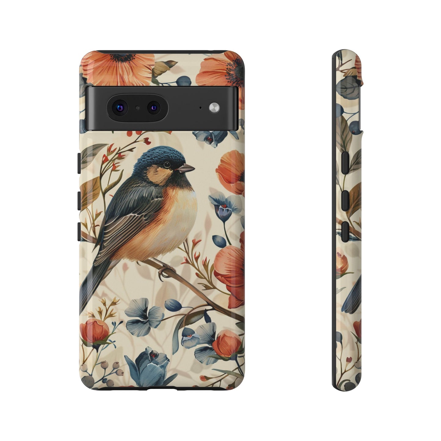 Floral Bird Phone Case - Elegant Nature-Inspired Cover for iPhone, Samsung & Google Pixel