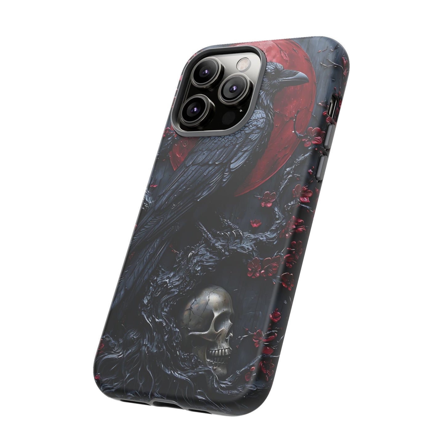 Gothic Sculpture Of Raven On Charcoal Tree Branch phone case design