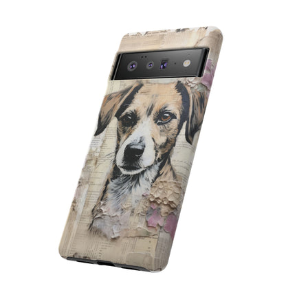 Vintage Collage Dog Portrait Mobile Cover – Artistic Mixed Media Design