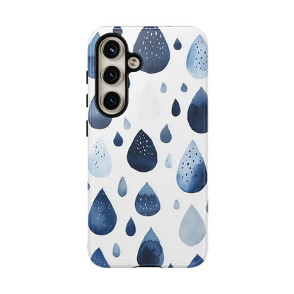 Indigo Rain Drops Watercolor Phone Case for iPhone, google Pixel & Samsung