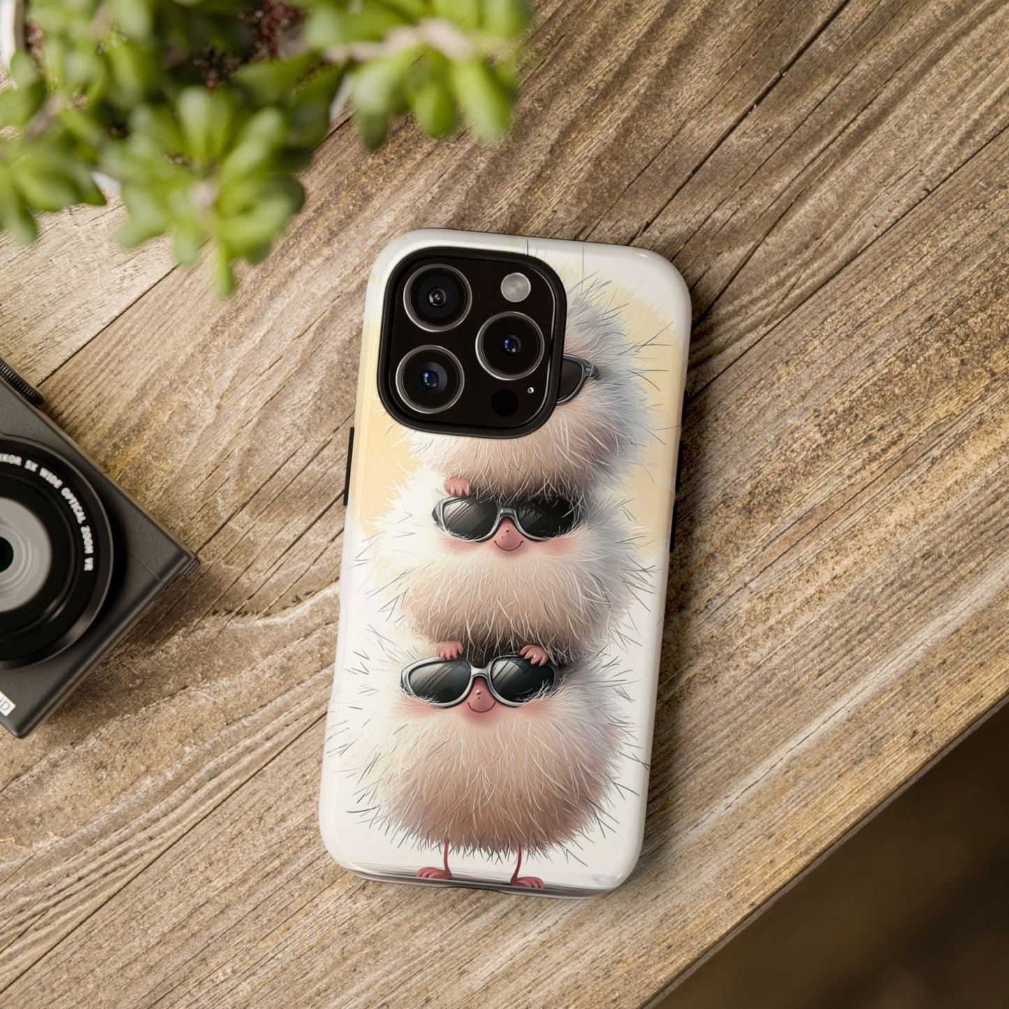 Fluffy Stack Anime Phone Case – Cute Furry Creatures with Sunglasses, Kawaii Aesthetic Design for iPhone, Samsung & Google Pixel