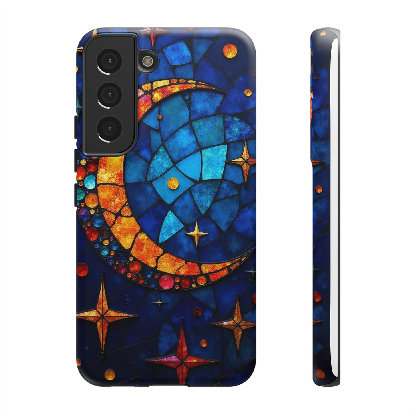 Celestial Crescent: Moon and Stars in Color