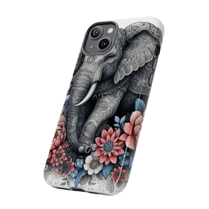 Mandala Elephant Mobile Cover – Elegant Black & White Floral Art