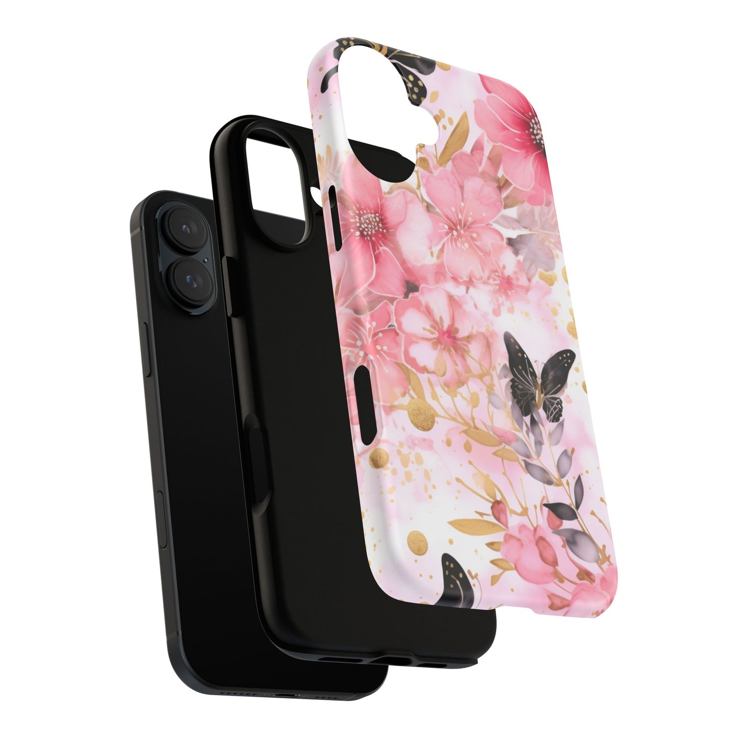Pink Blossom & Gold Butterfly Mobile Case