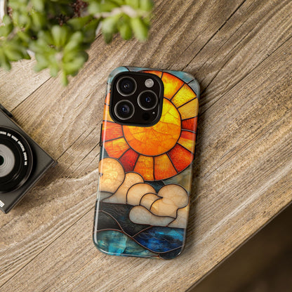 Modern Stained Glass Phone Case – Warm Tones & Abstract Landscape for iPhone, Samsung & Pixel