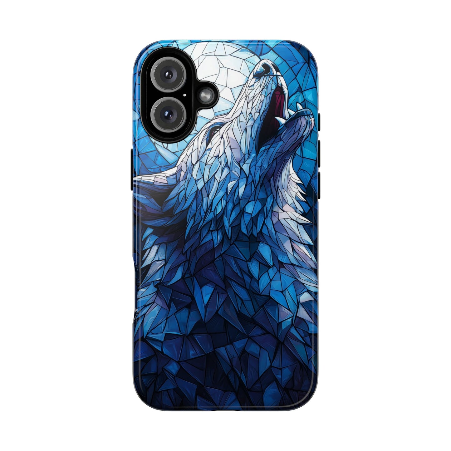Mystic Moon Wolf – Stained Glass Mosaic Phone Case for iPhone, Samsung & Pixel
